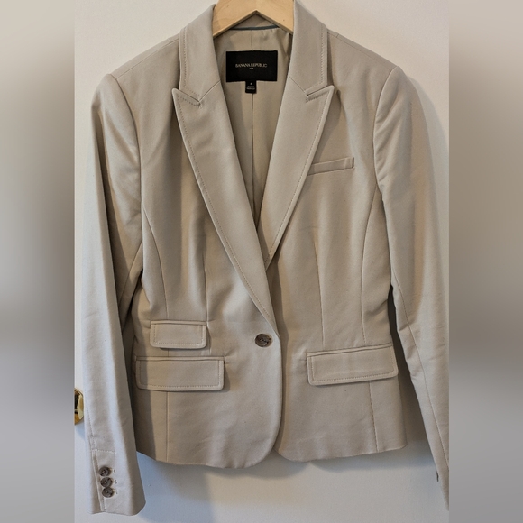 Banana Republic Women’s Cotton Blend Blazer, Khaki - Size 4 - Picture 1 of 6